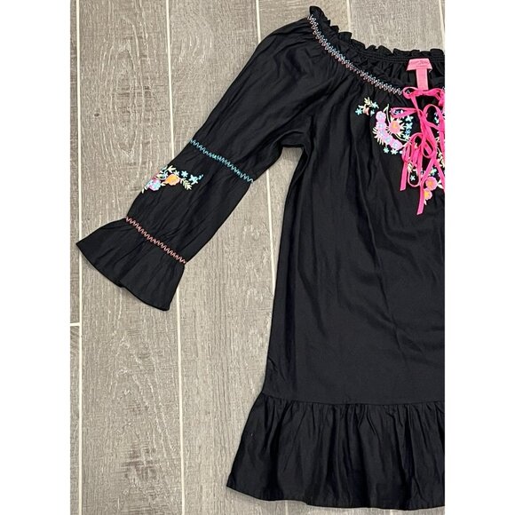 Betsey Johnson Intimates Tunic Dress Lounge Medium Size Cover Up Embroidered - Picture 9 of 9